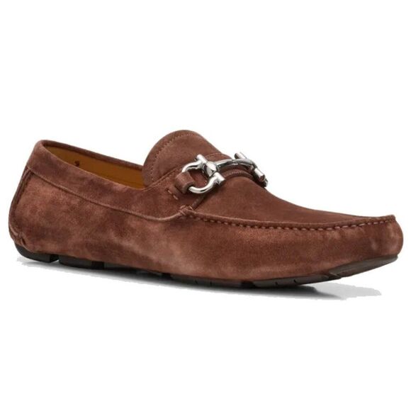 Salvatore Ferragamo Other - Salvatore Ferragamo Men's Parigi Eco Driver Suede Loafers Gancini Bit Brown 8